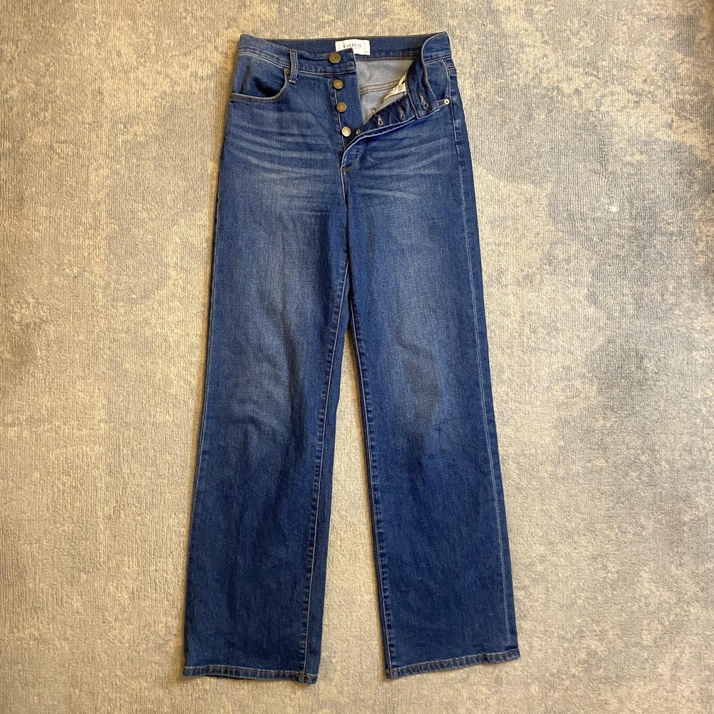 Evereve The Ever Trouser Jeans Womens 26 26x33 Medium Wash High Rise Straight